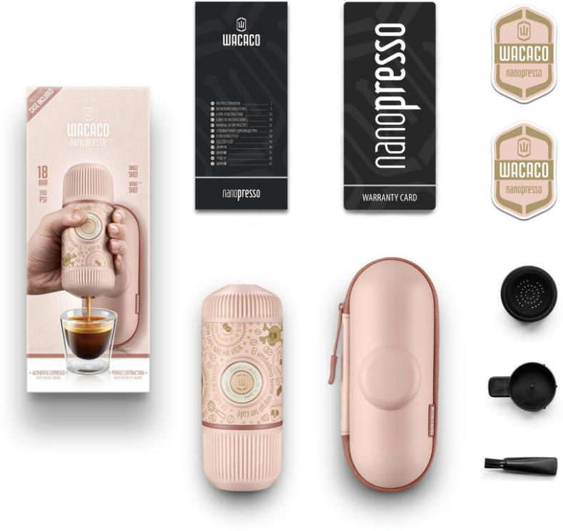 Эспрессо-кофеварка портативная Wacaco Nanopresso с чехлом Розовая (WNANOPINK) фото 4
