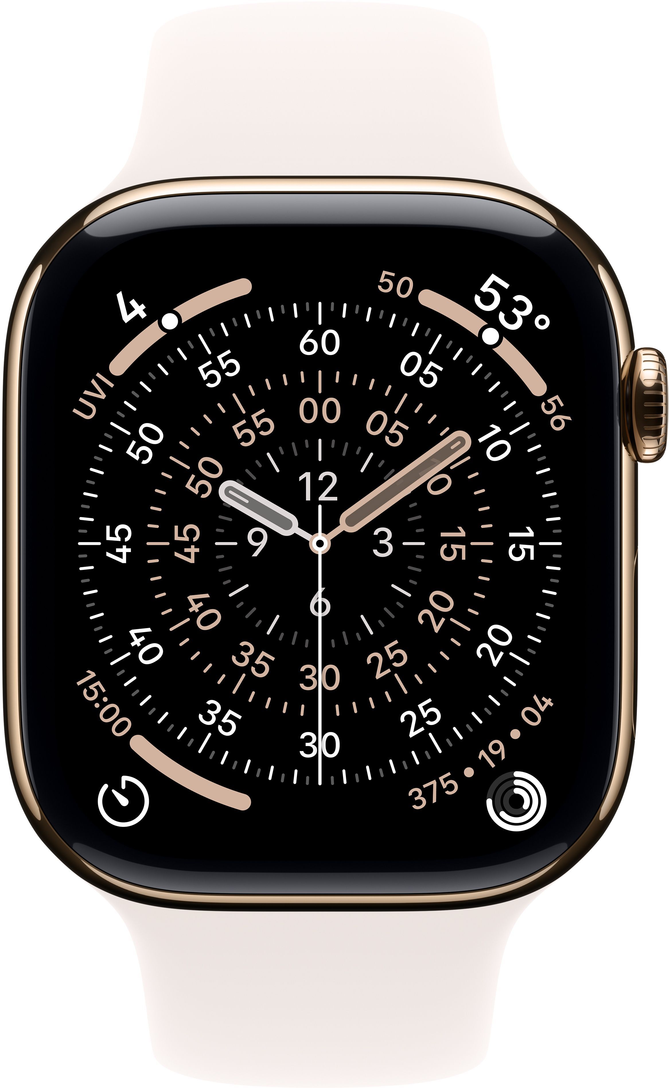 Смарт-часы Apple Watch Series 11 GPS + Cellular 46mm Gold Titanium Case with Light Blush Sport Band - S/M фото 