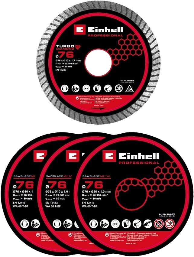 Шліфмашина відрізна акумуляторна Einhell Professional TP-CO 18/76-C (без АКБ та ЗП), (4432000)фото