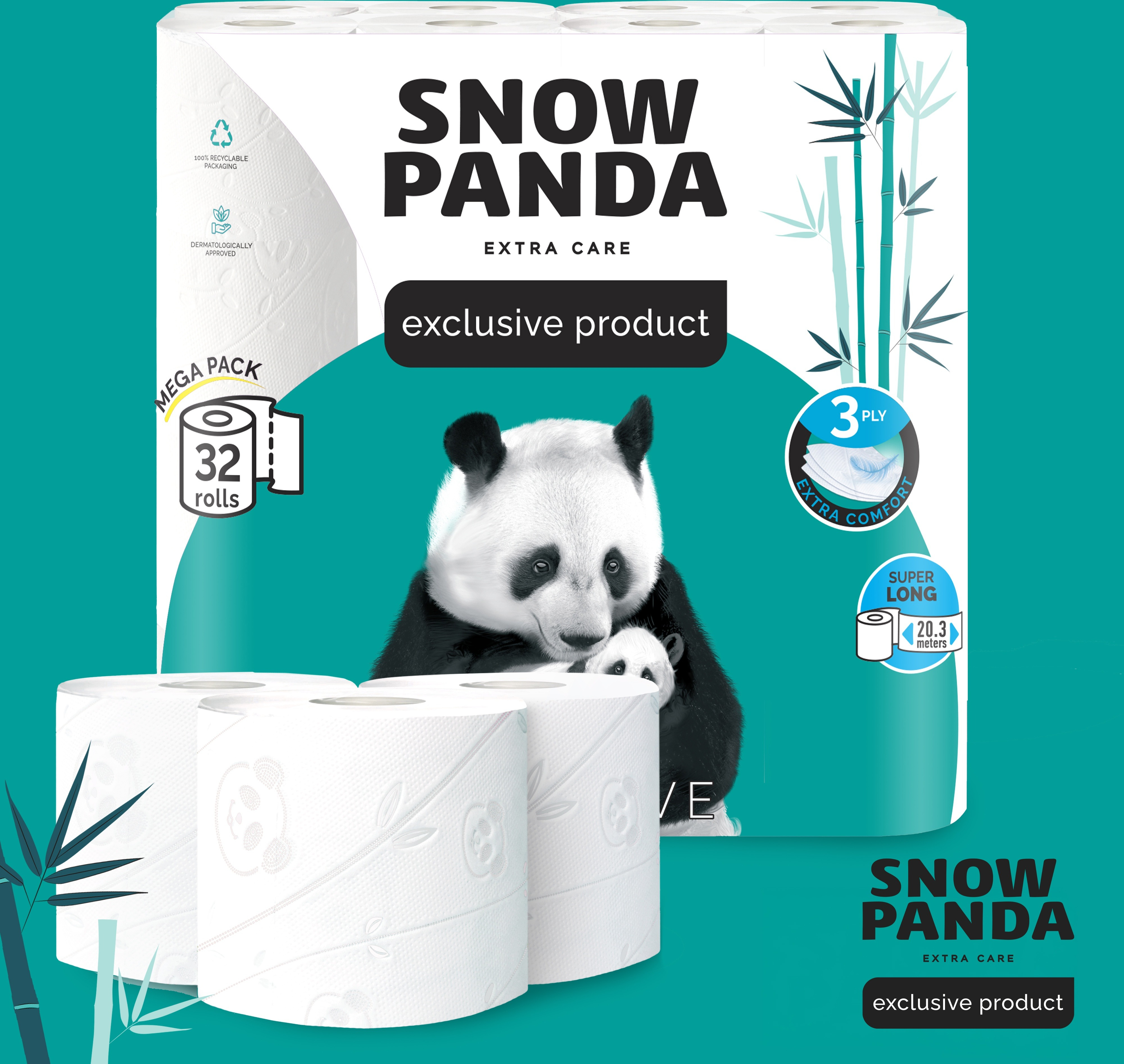 Туалетная бумага Снежная Панда Extra Care Sensitive 32 шт фото 2