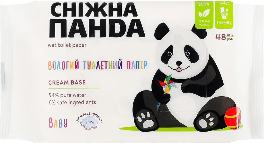 Туалетная бумага Снежная Панда Baby Влажная 48 шт фото 2