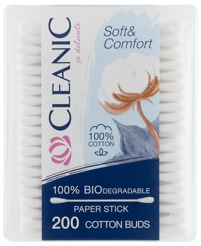 Палички ватні Cleanic Soft &amp; Comfort Квадрат 200 штфото