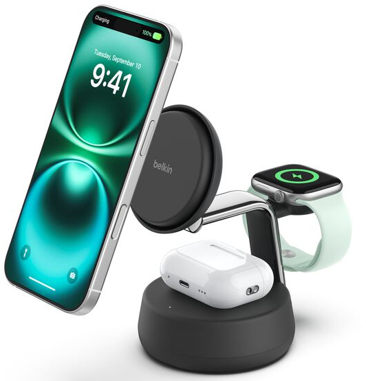 Беспроводное зарядное устройство Belkin UltraCharge Pro 3в1 25Вт Charcoal (WIZ040KQCH) фото