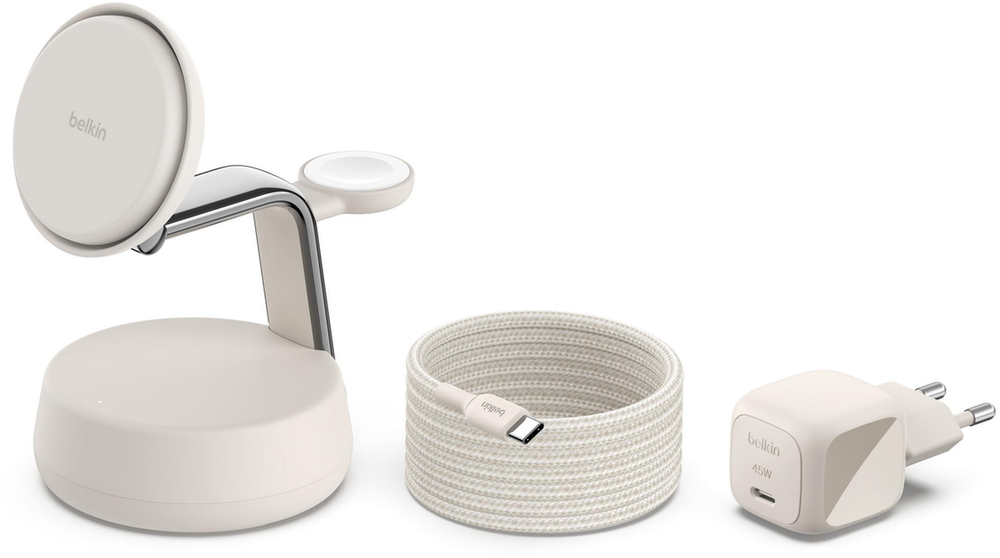 Беспроводное зарядное устройство Belkin UltraCharge Pro 3в1 25Вт Sand (WIZ040KQSD) фото 3