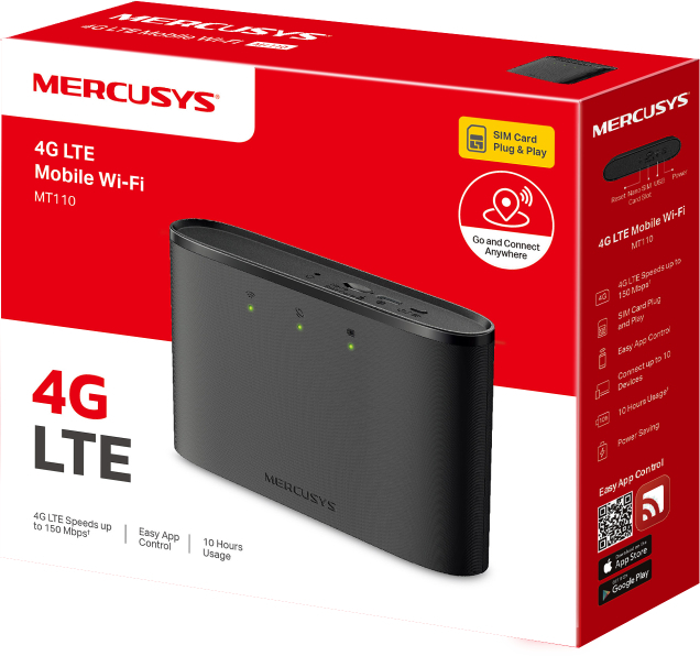 Мобільний маршрутизатор MERCUSYS MT110 N150, 4G/LTE, 2200мА*год (MT110)фото