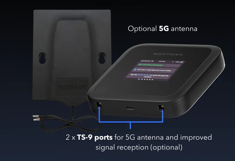 Мобільний маршрутизатор NETGEAR MH3150 Nighthawk M3 AX3600, 5G/4G/LTE, 1xUSB TypeC, 2xTS-9 (MH3150-100EUS)фото