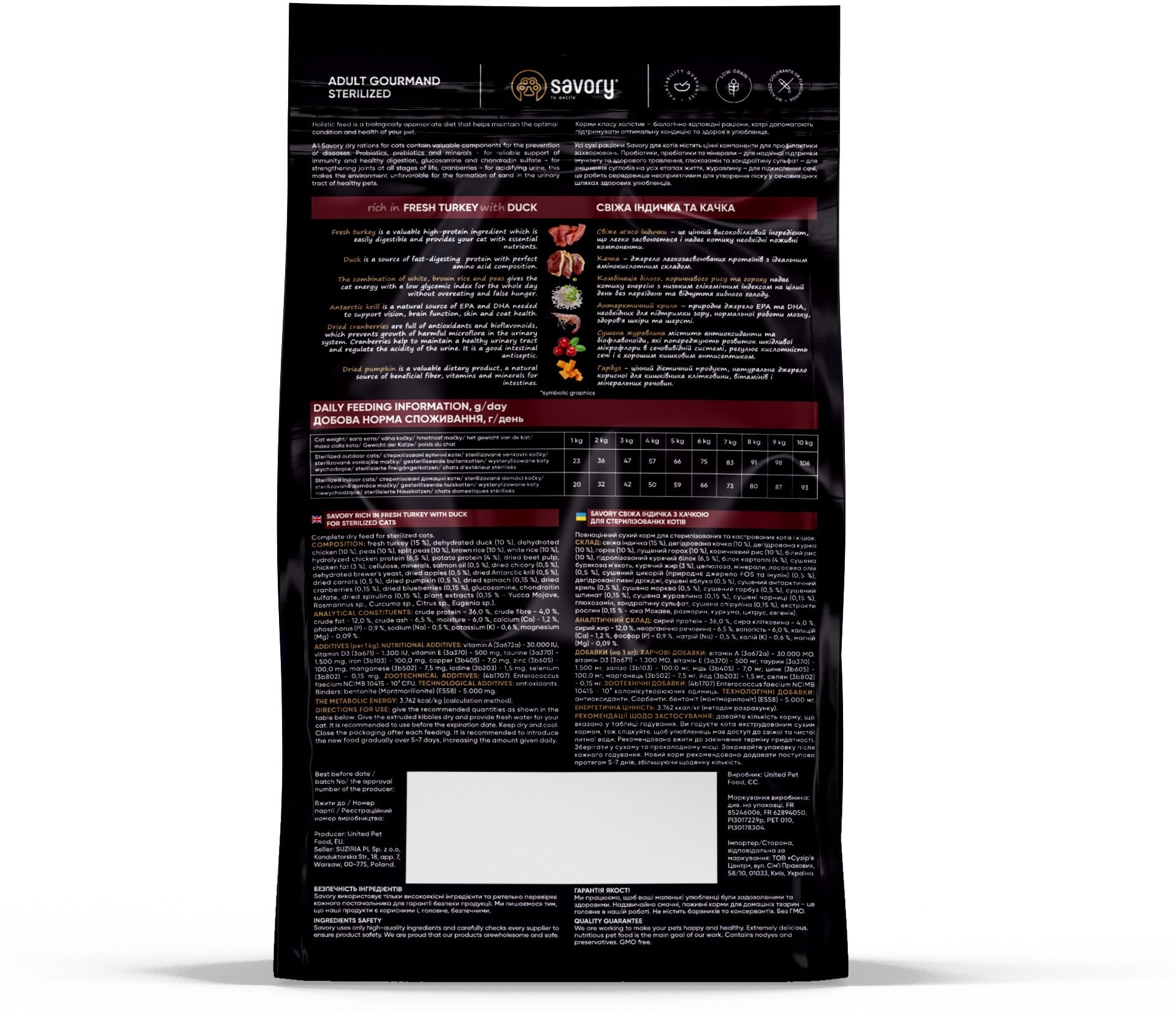 Сухий корм для стерилізованих котів Savory Adult Cat Steril Fresh Turkey and Duck з індичкою та качкою 400 гфото