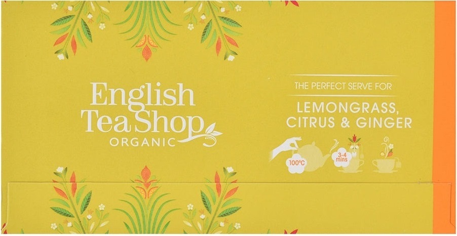 Чай трав'яний English Tea Shop лемонграс-імбир-цитрус органічний 20 штфото
