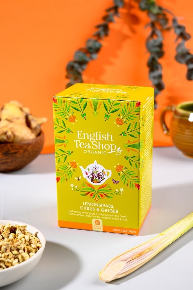 Чай трав'яний English Tea Shop лемонграс-імбир-цитрус органічний 20 штфото