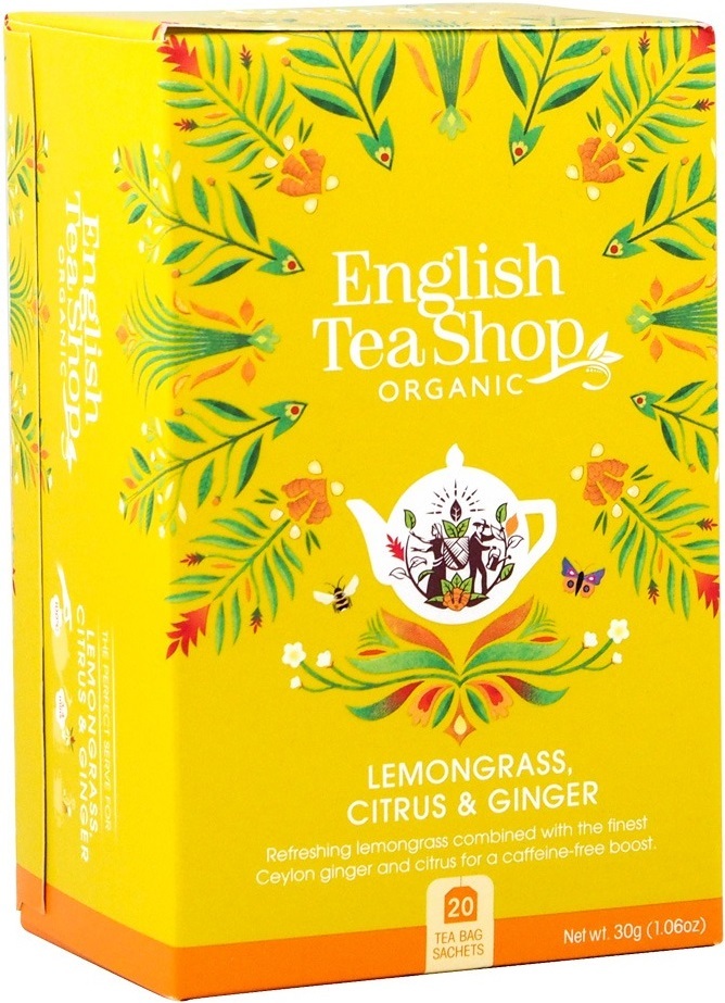 Чай трав'яний English Tea Shop лемонграс-імбир-цитрус органічний 20 штфото