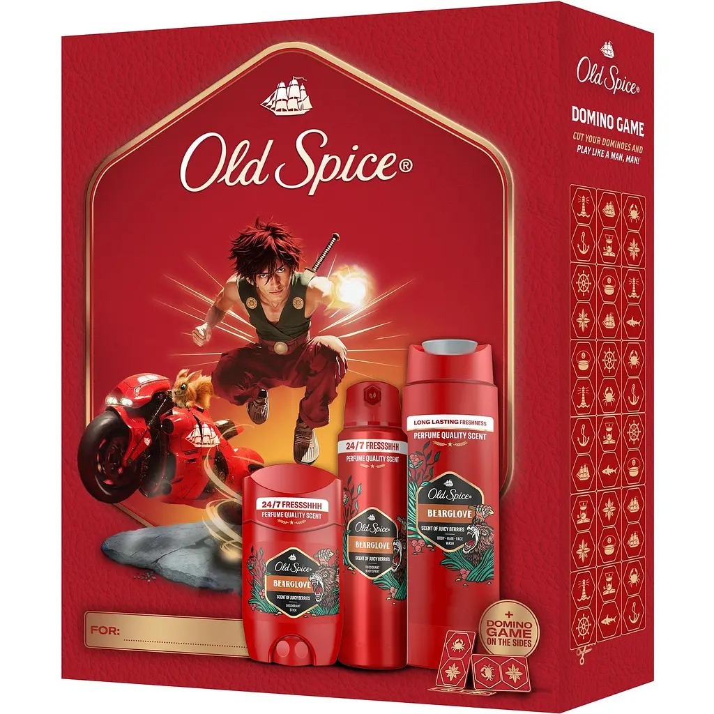 Набір Old Spice Твердий дезодорант 50 мл + Аерозольний дезодорант 150 мл + Гель для душу 2 в 1 Bearglove 250 млфото
