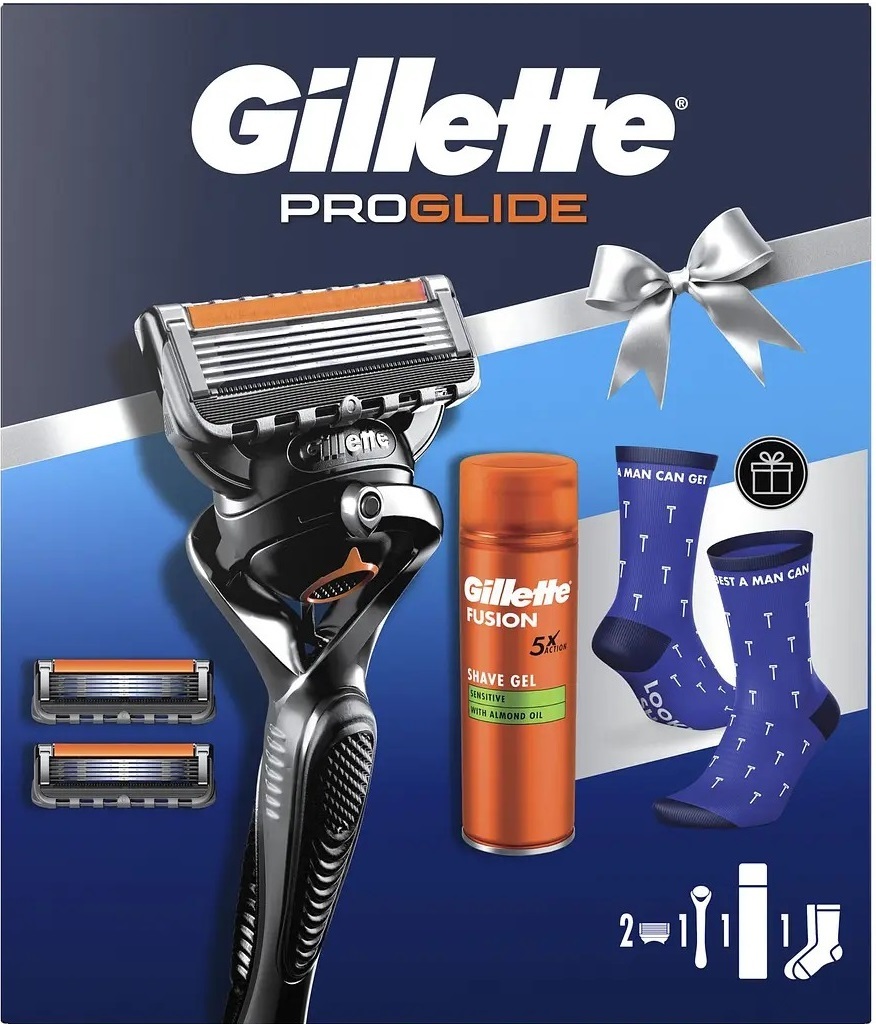 Набір Gillette Fusion 5 Proglide Бритва з 2 змінними касетами + Гель для гоління Для чутливої шкіри 200 млфото