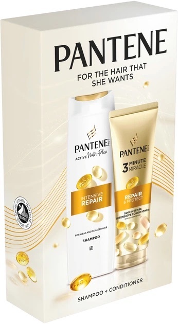 Набір Pantene Шампунь 400 мл + Бальзам-ополіскувач Диво за 3 хвилини Інтенсивне відновлення 220 млфото