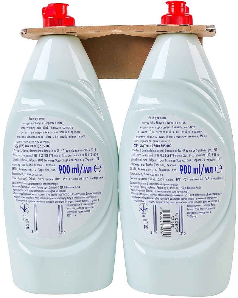 Средство для мытья посуды Fairy Sensitive Зеленое яблоко 2x900 мл фото 2