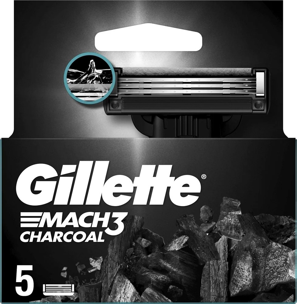 Змінні касети для гоління Gillette Mach 3 Деревне вугілля 5 штфото2