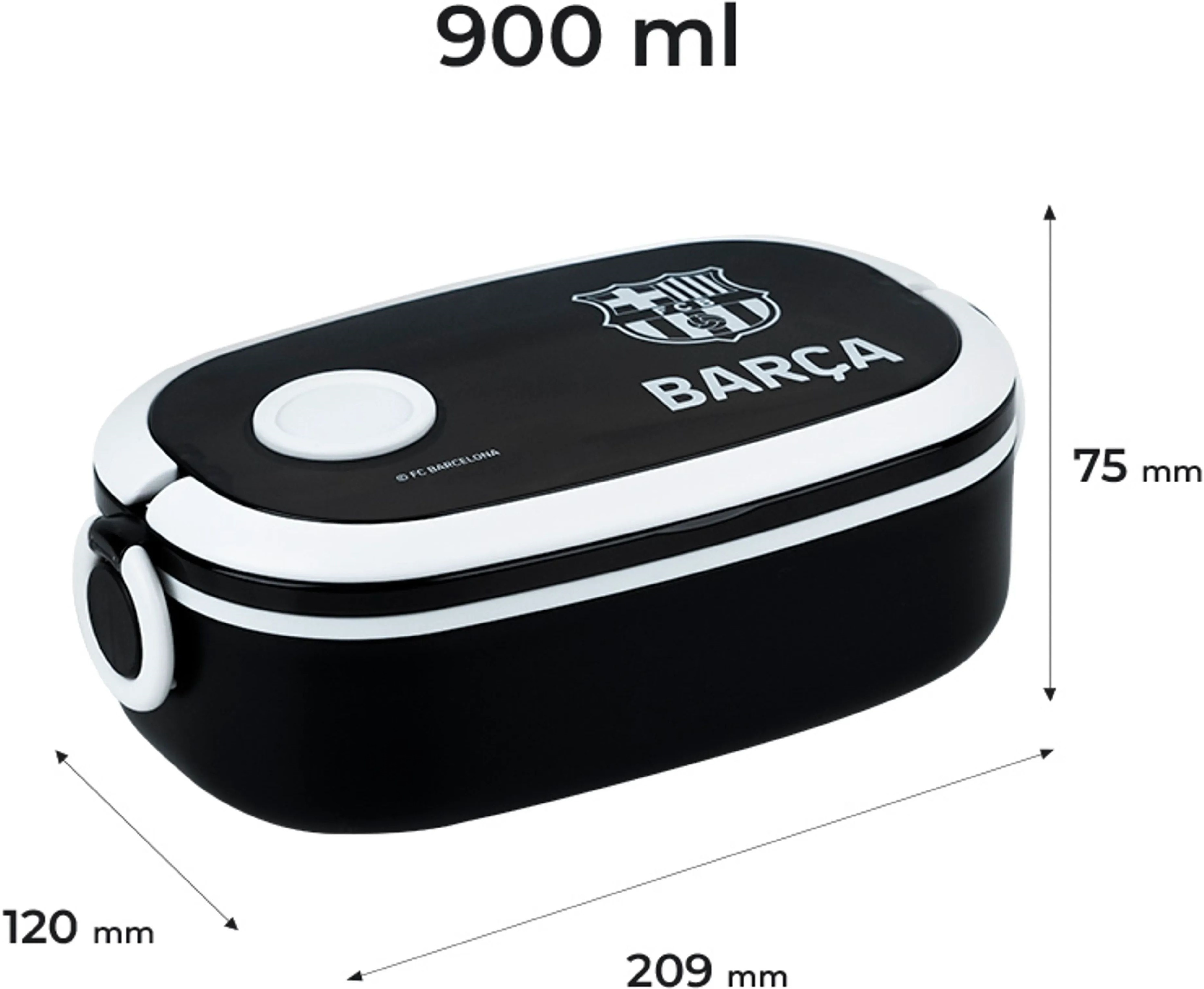 Ланчбокс Kite FC Barcelona BC25-1180, 900 мл, чорний (BC25-1180)фото2