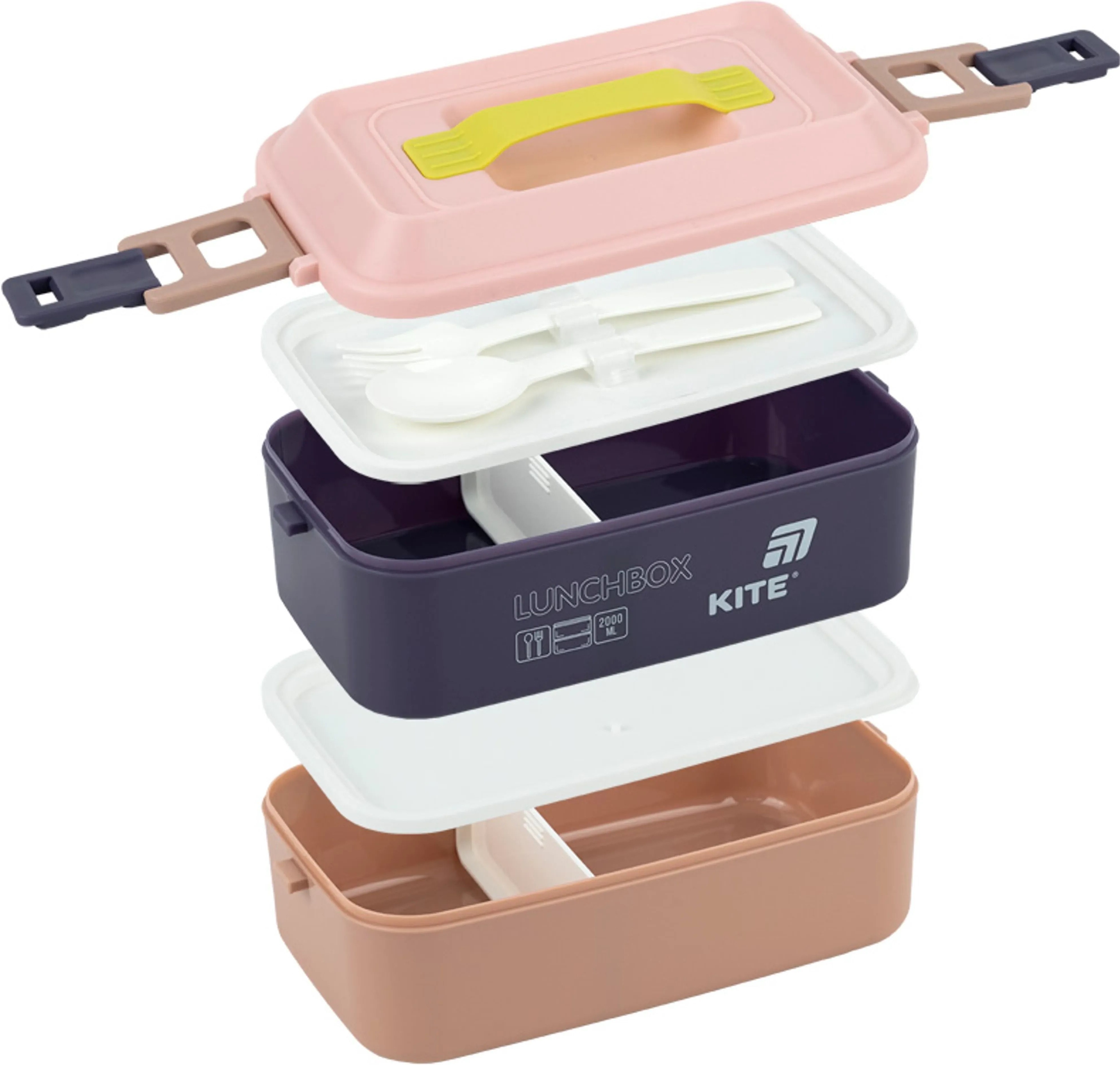 Ланчбокс подвійний з наповненням Kite K25-1184-1, 2000 мл, бежевий (K25-1184-1)фото3