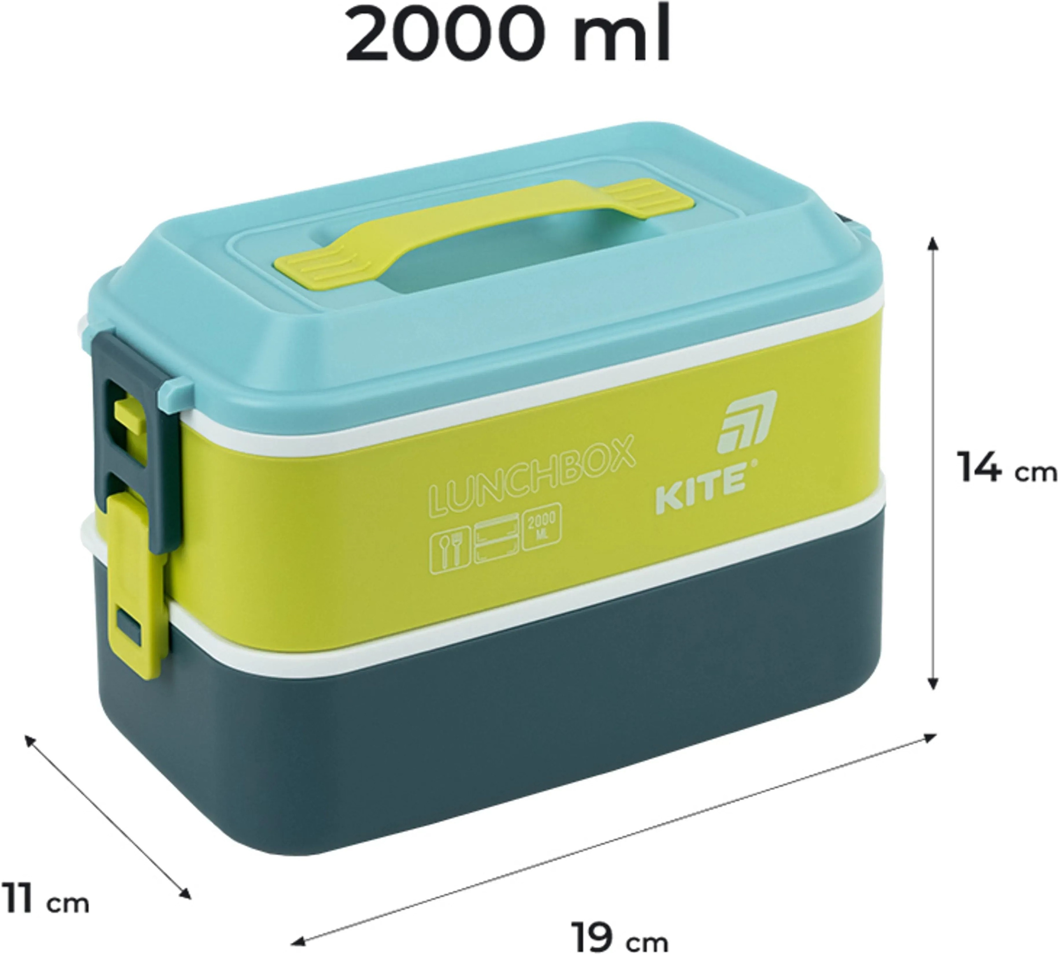 Ланчбокс подвійний з наповненням Kite K25-1184-2, 2000 мл, синій (K25-1184-2)фото2