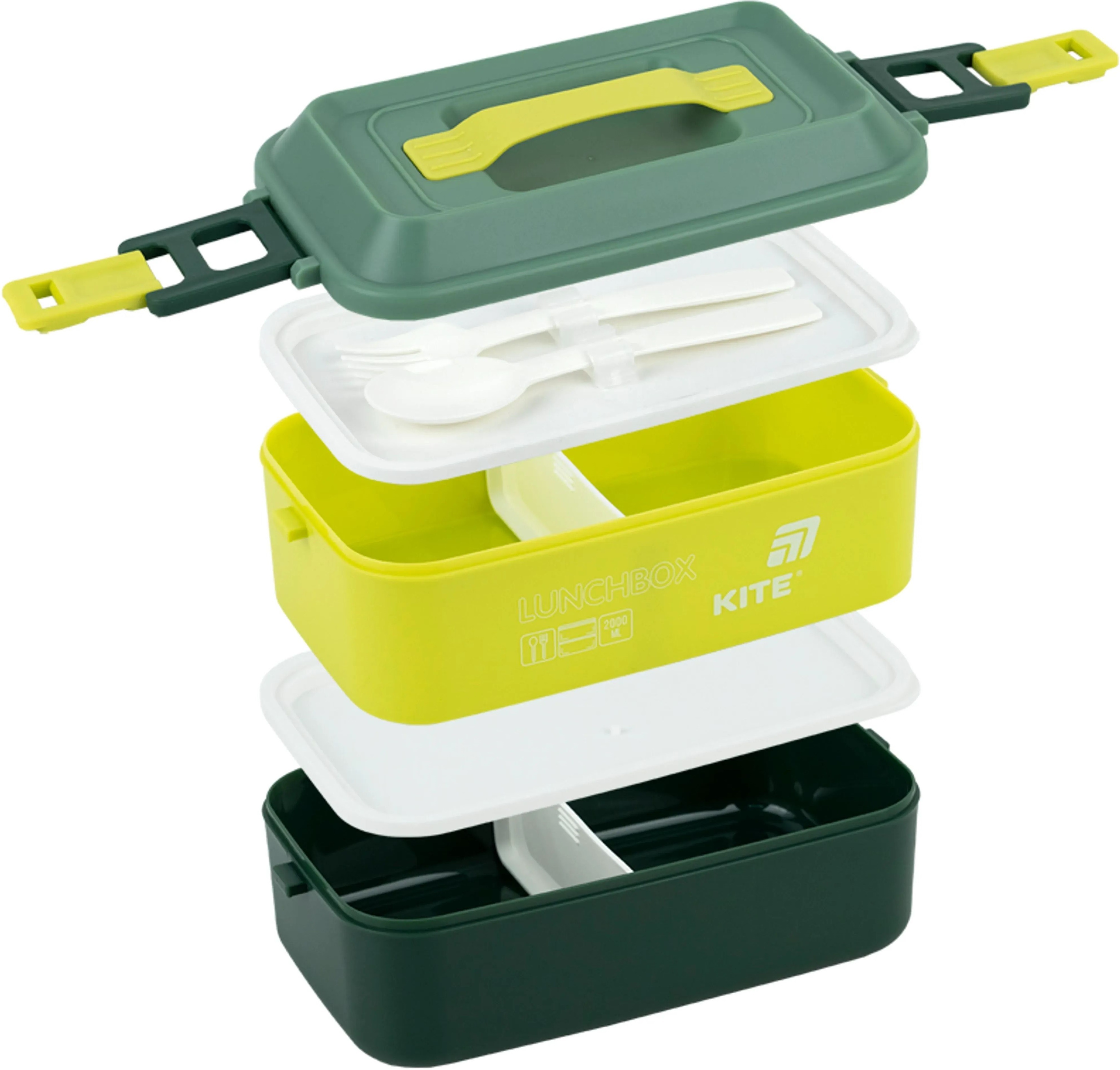 Ланчбокс подвійний з наповненням Kite K25-1184-3, 2000 мл, зелений (K25-1184-3)фото3