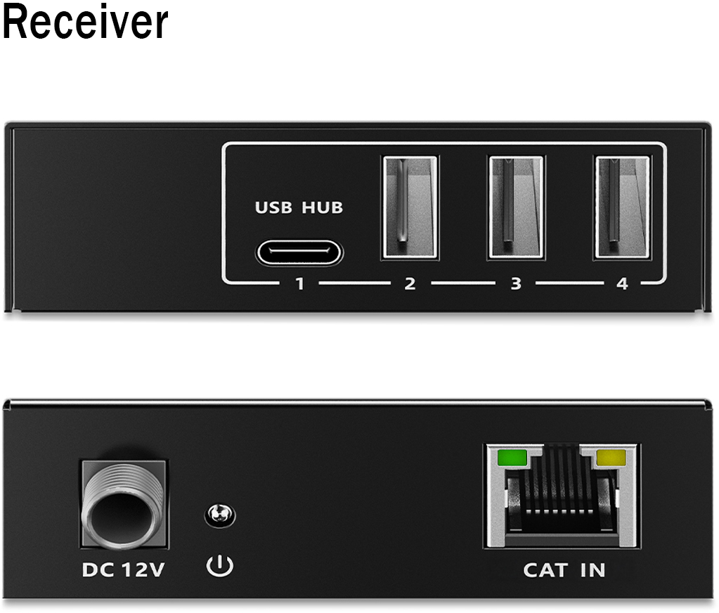 Удлинитель DIGITUS USB 3.2 Gen1, для использования с кабелем Cat6A, до 100 м, 3 х USB-A, 1 x USB-C, Black фото 