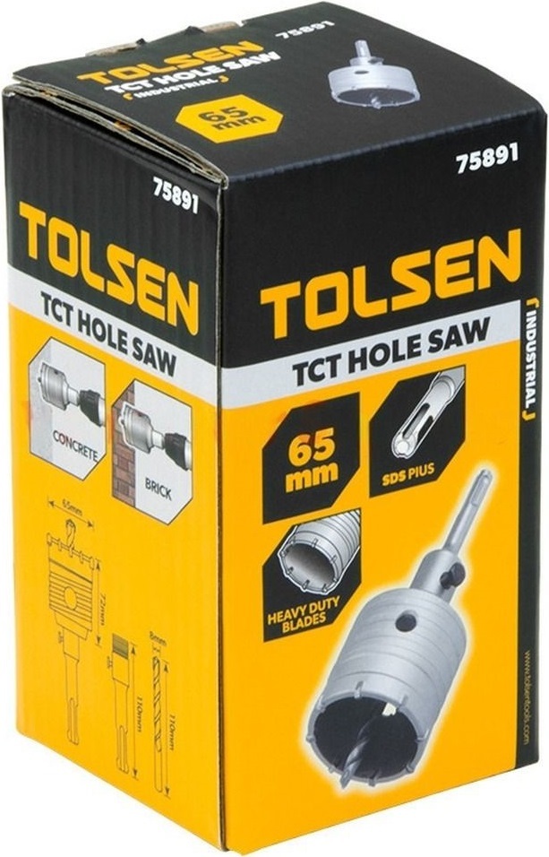 Коронка по бетону Tolsen Profi, SDS-Plu, 65мм, 8 ТВС (75891T) фото 6