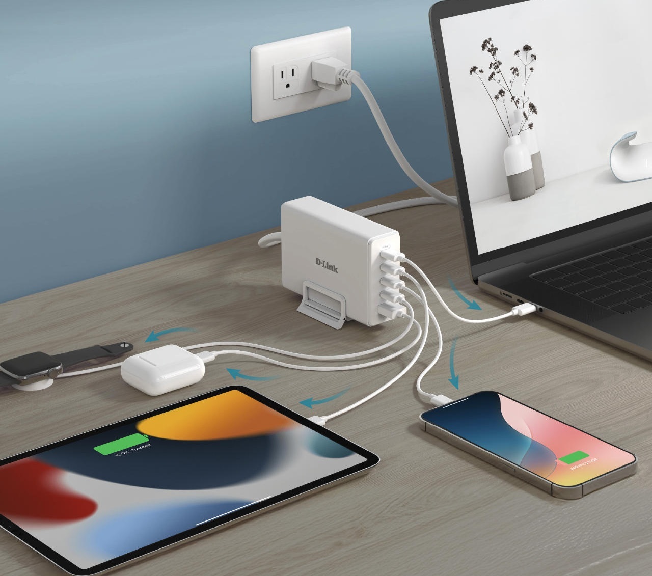 Зарядний пристрій D-Link 240W GaN 4хUSB-С, 1xUSB-A, White (DCF-241)фото9