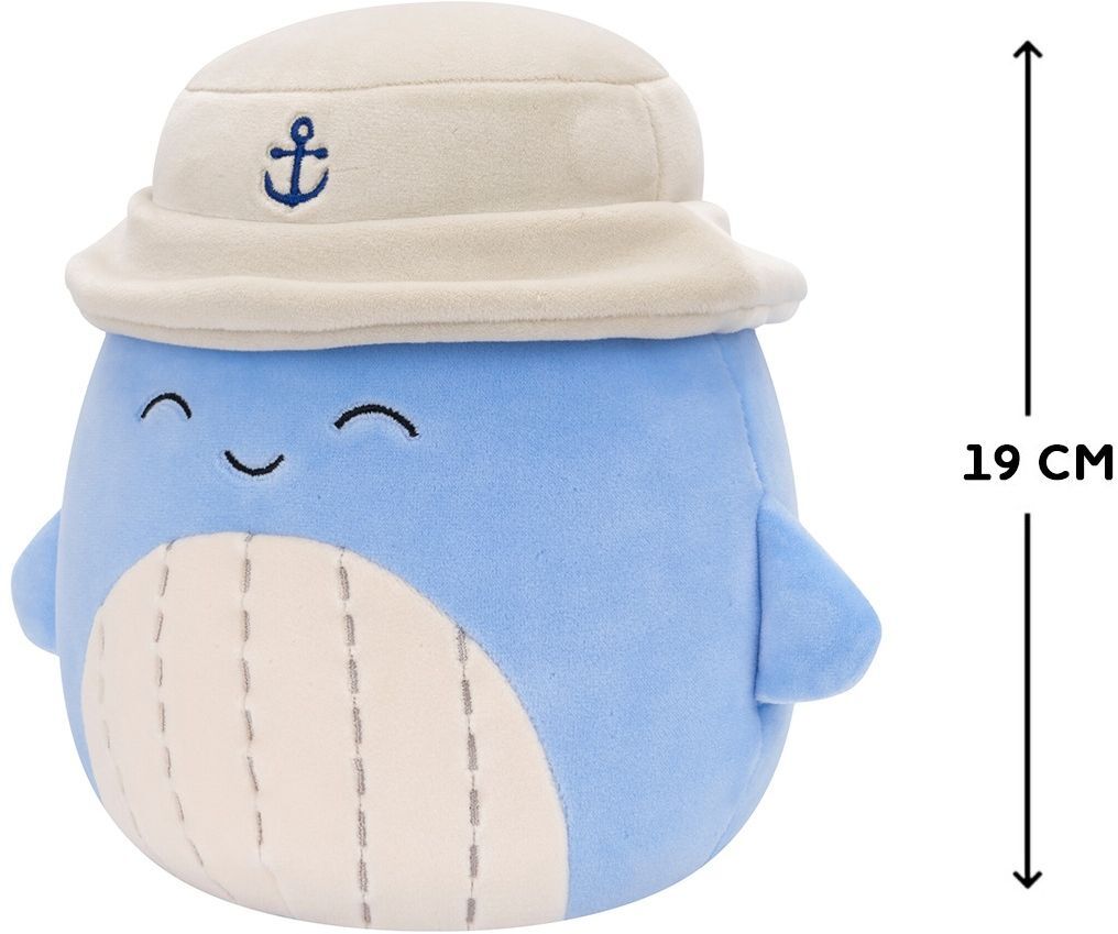 Мягкая игрушка Squishmallows - Синий Кит Самир в панаме (19 см), (SQCR06593) фото 