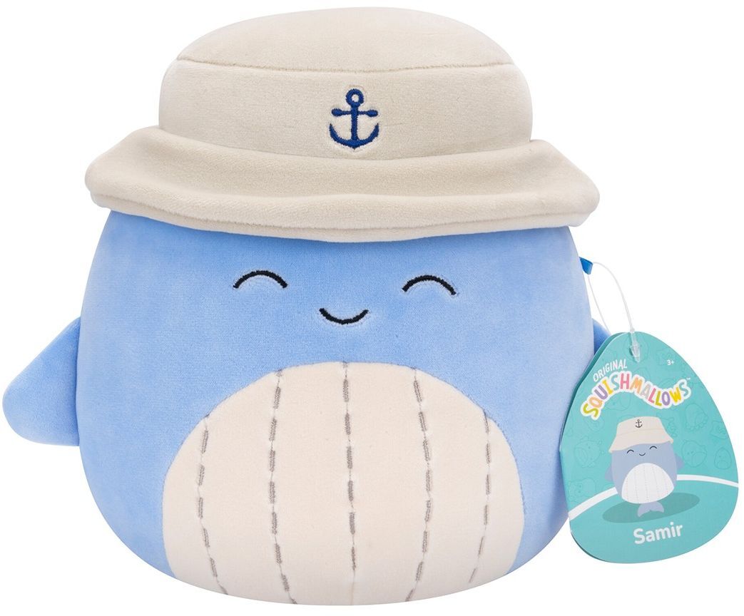 Мягкая игрушка Squishmallows - Синий Кит Самир в панаме (19 см), (SQCR06593) фото 