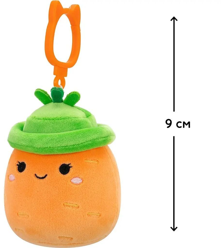 М'яка іграшка на кліпсі Squishmallows - Морквина Кароліна (9 см), (SQCP00462)фото