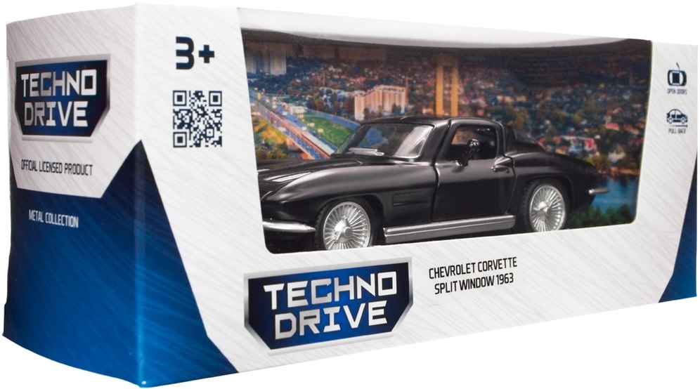 Автомодель - Chevrolet Corvette Split Window 1963, черный (250411U) фото 