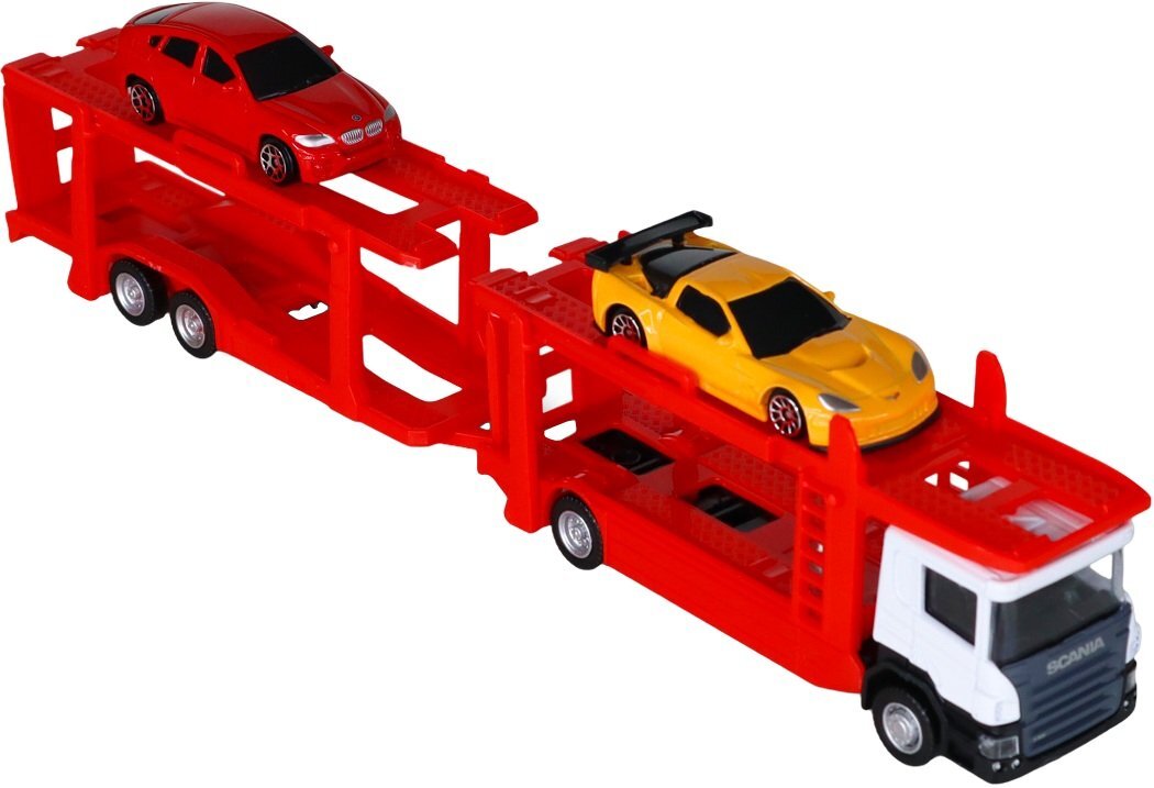 Игровой набор - Автоперевозчик Scania (автоперевозчик, 2 машины, аксессуары), (250415U) фото 