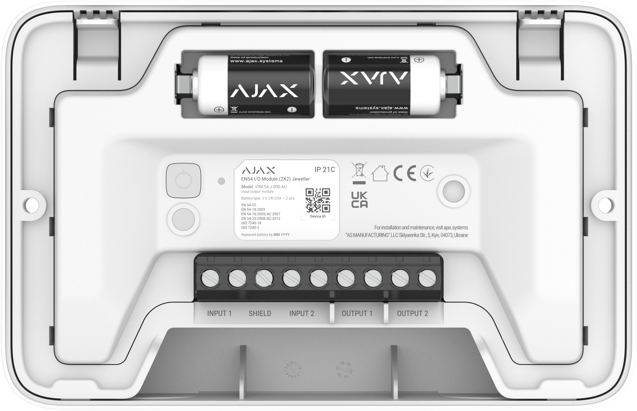 Модуль інтеграції пристроїв Ajax EN54 I/O Module 2X2 white (000057180)фото