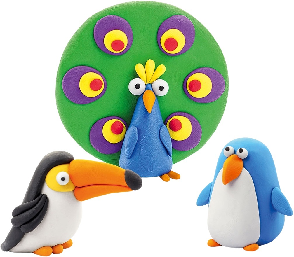 Набір пластиліну, що самостійно твердіє, Lipaka Птахи: Пінгвін, Павич, Тукан (60026-UA01)фото3