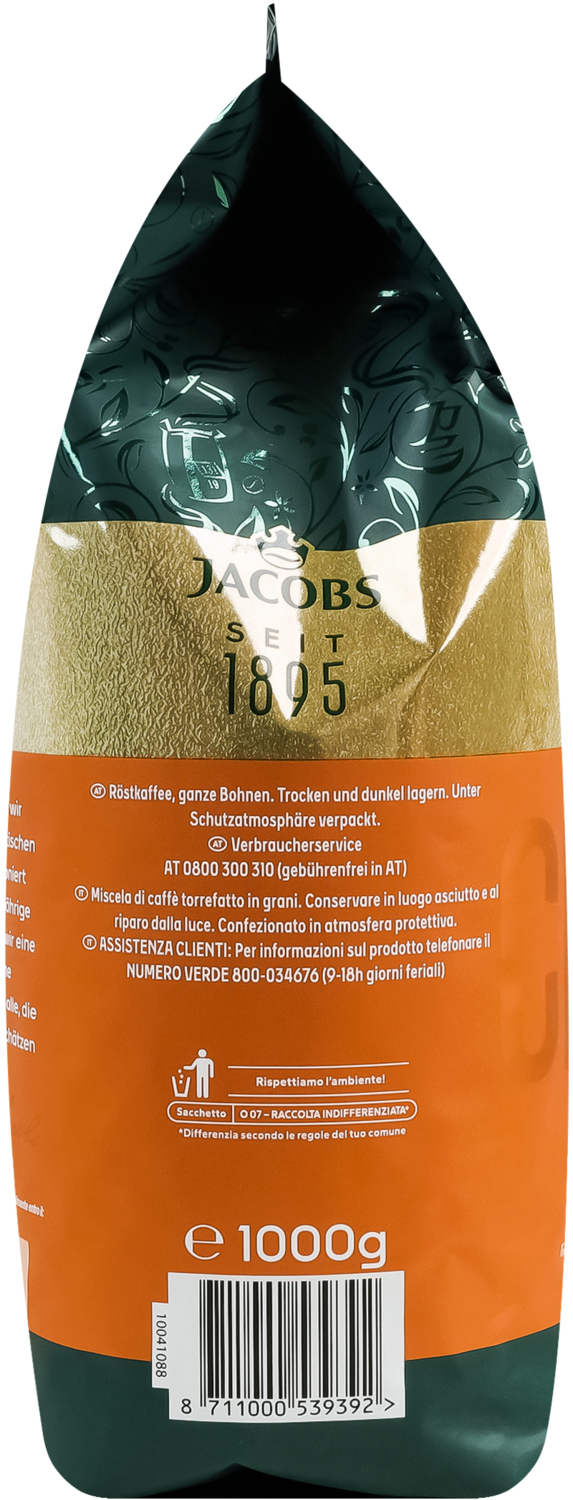Кофе Jacobs зерна, 1000г, Crema Classico, купаж арабика/робуста фото