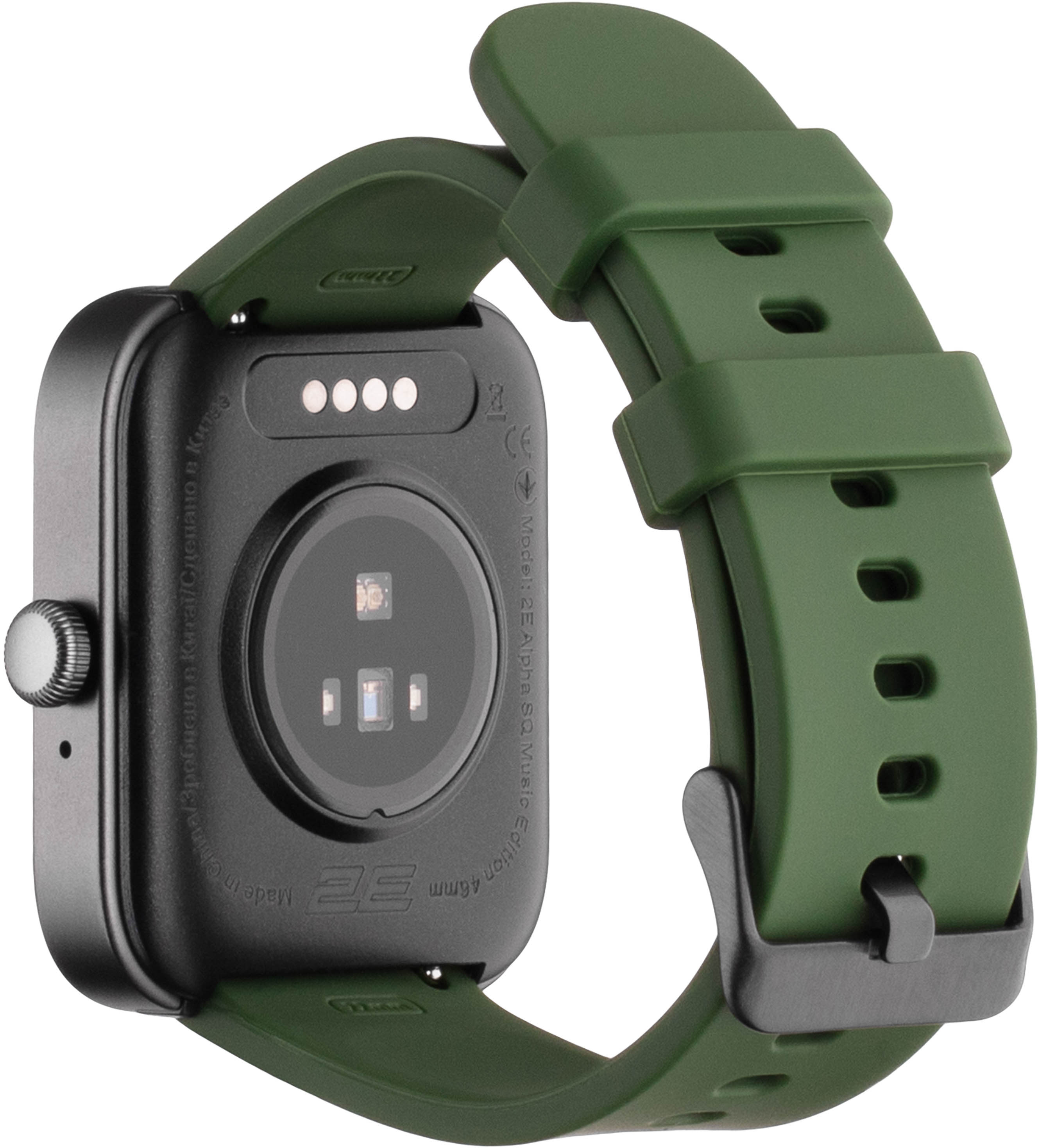 Смарт-годинник 2E Alpha SQ Music Edition 46mm Black-Green + ремінець сірий (2E-CWW40BKGN-WS)фото