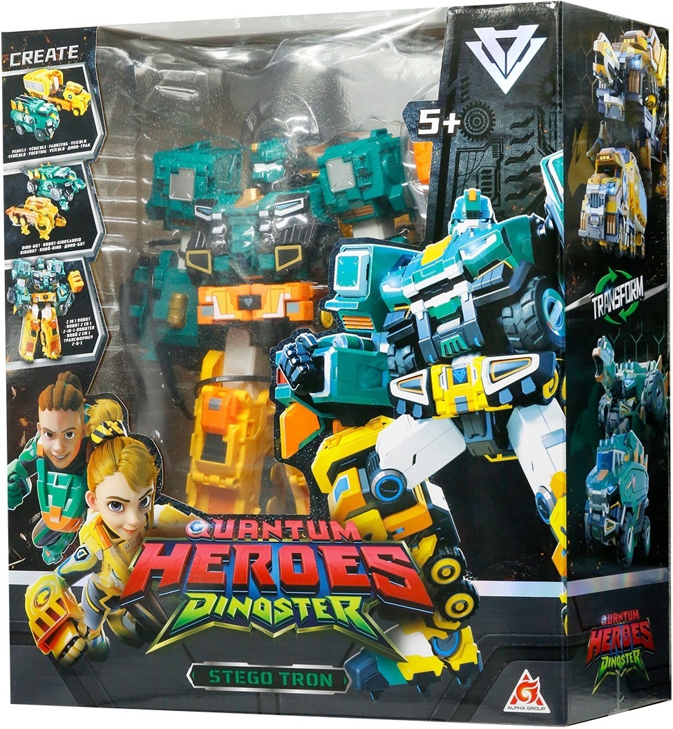 Игровой набор с роботом-трансформером Dinoster - Стего Трон (2 машины, динозавры) (EU580804) фото 