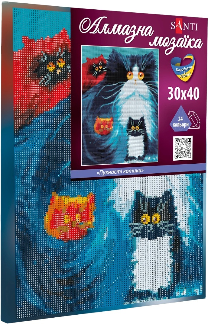 Алмазна мозаїка Santi Пухнасті котики, 30*40см на підрамнику (954710)фото2