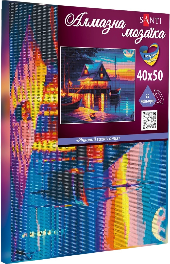 Алмазна мозаїка Santi Річковий захід сонця, 40*50см на підрамнику (954717)фото2