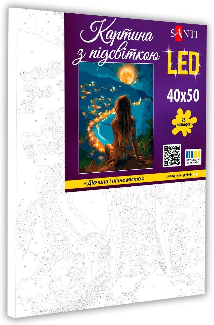 Картина по номерам Santi Девушка и ночной город, 40*50см, LED подсветка (955088) фото 2