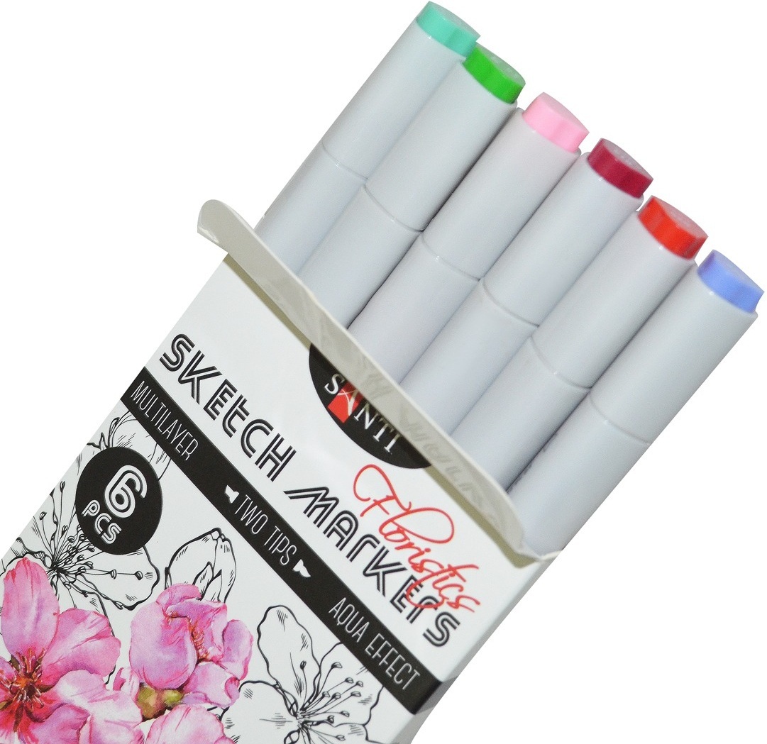 Набір маркерів Santi sketch Floristics, 6 шт / уп. (390569)фото2