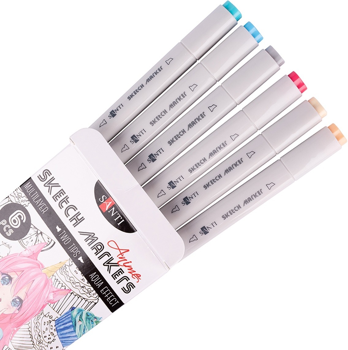 Набір маркерів Santi sketch Anime, 6 шт. / уп. (390550)фото2