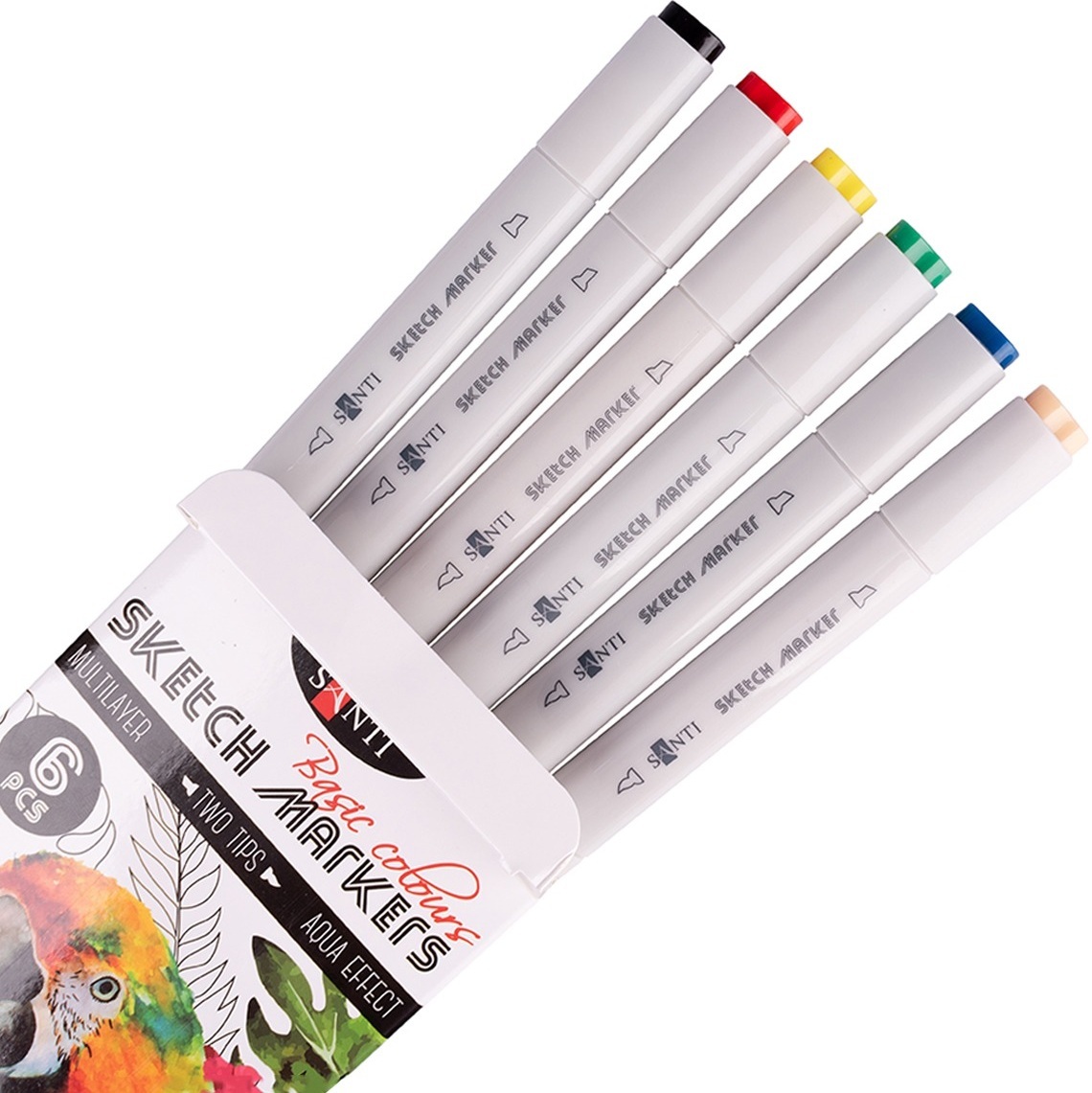 Набір маркерів Santi sketch Basic Colours, 6 шт. / уп. (390546)фото2