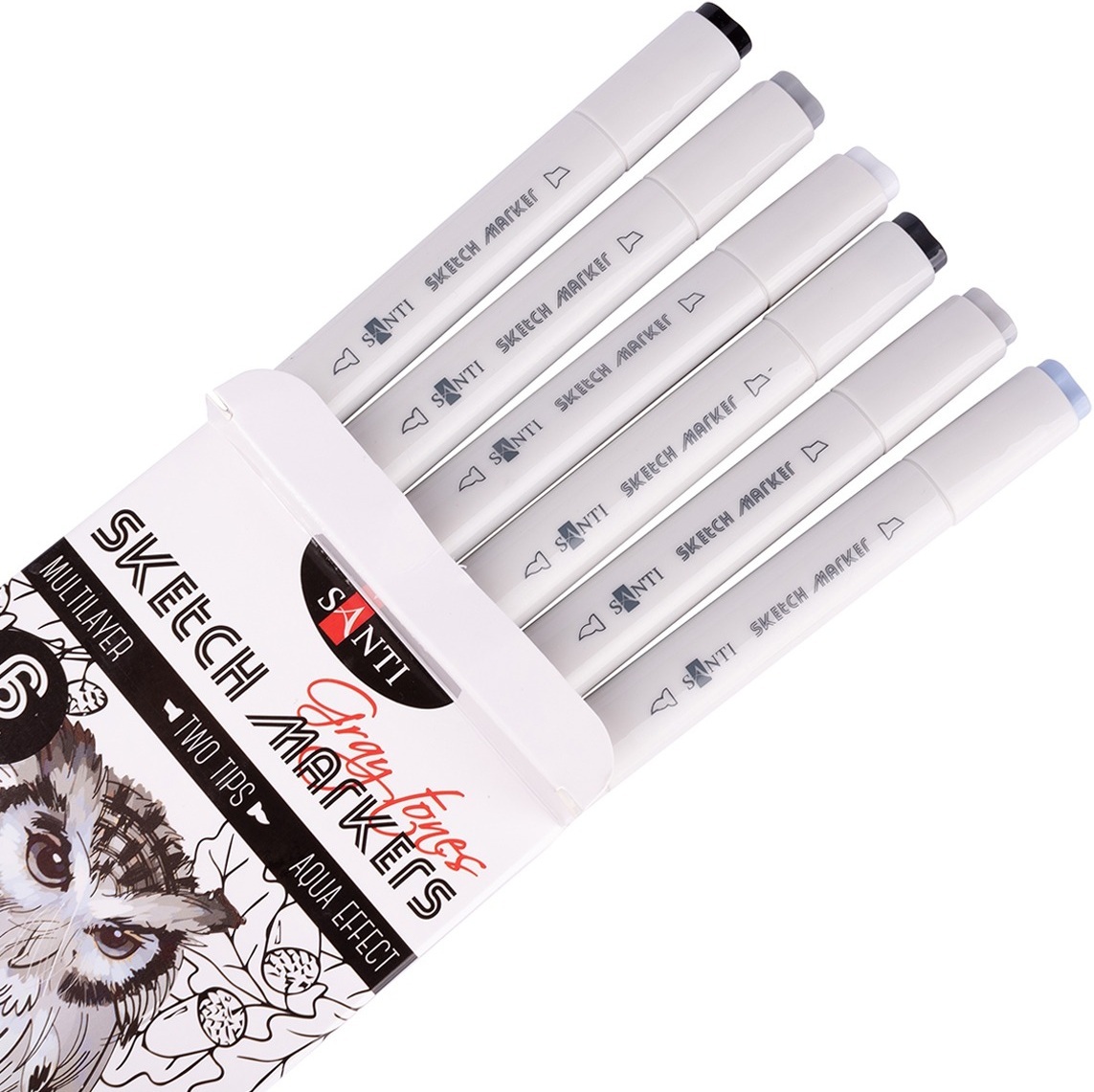 Набір маркерів Santi sketch Gray tones, 6 шт. / уп. (390544)фото2