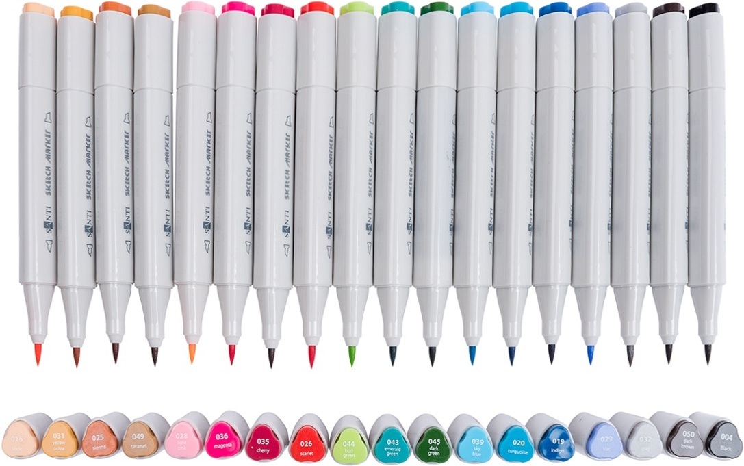 Набор маркеров Santi sketch в фирменном пенале, 18 шт./уп. (390597) фото 