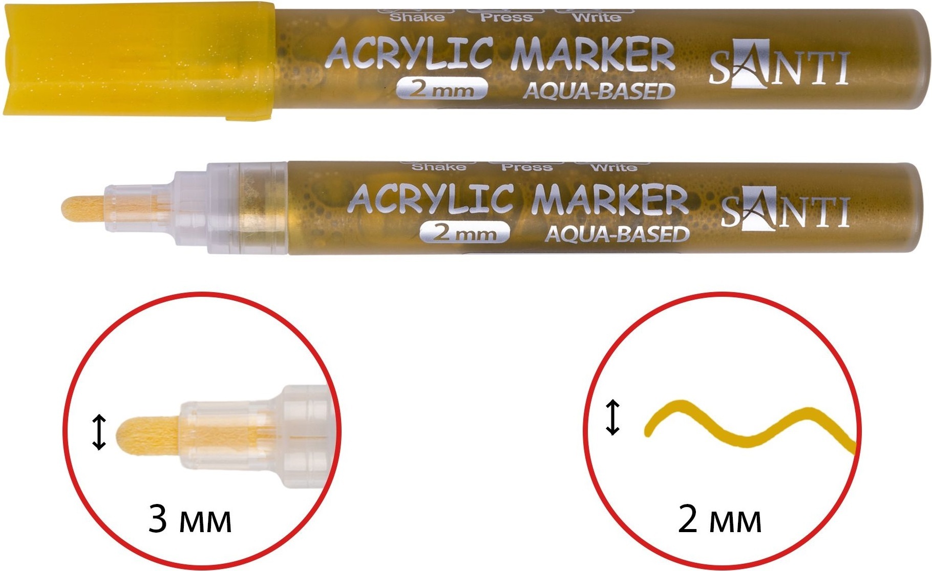 Набір маркерів акрилових Santi Glitter, 5 шт/уп (391029)фото3