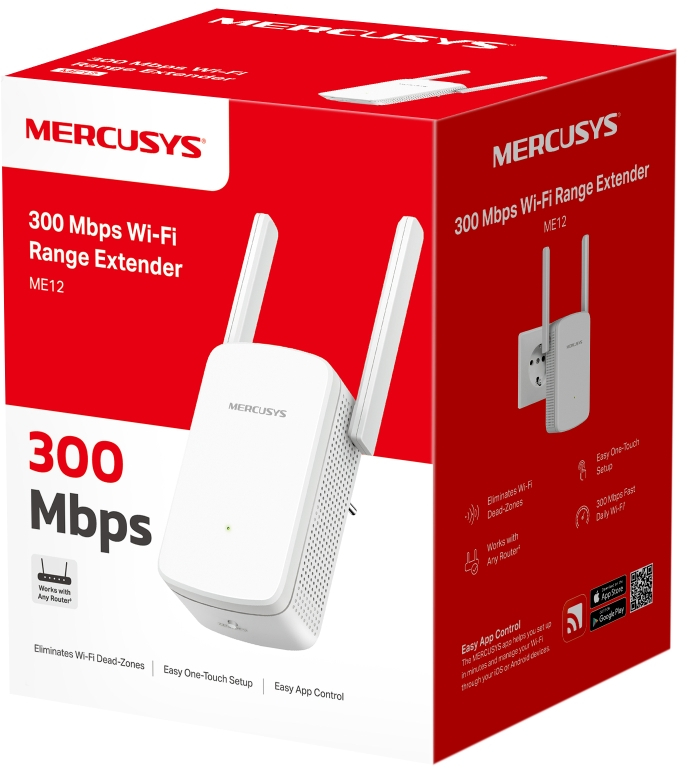 Расширитель WiFi-покрытия MERCUSYS ME12 N300 (ME12) фото 3