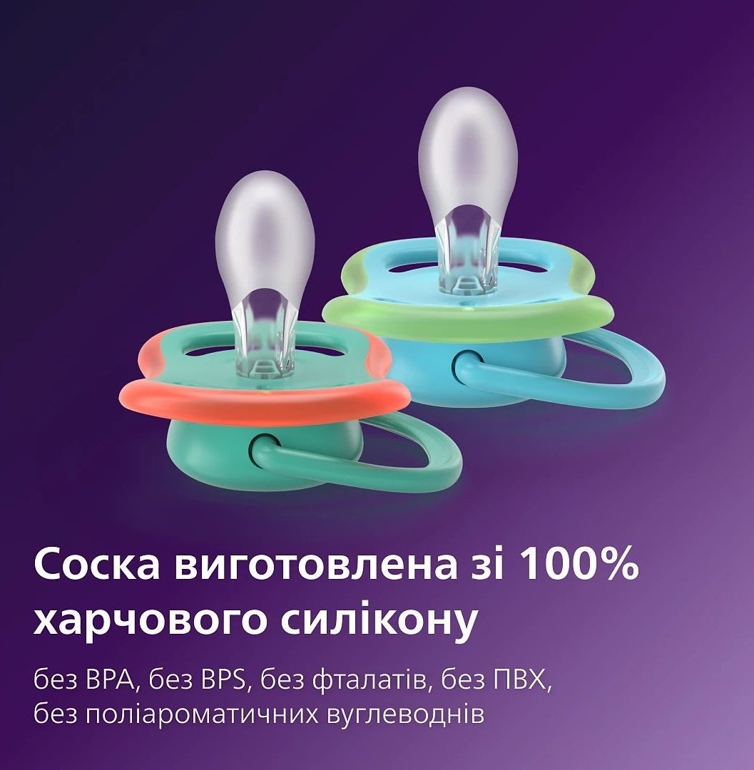 Пустышка Philips Avent Ultra Air, 6-18 мес., 2 шт., для мальчиков (SCF087/11) фото 11