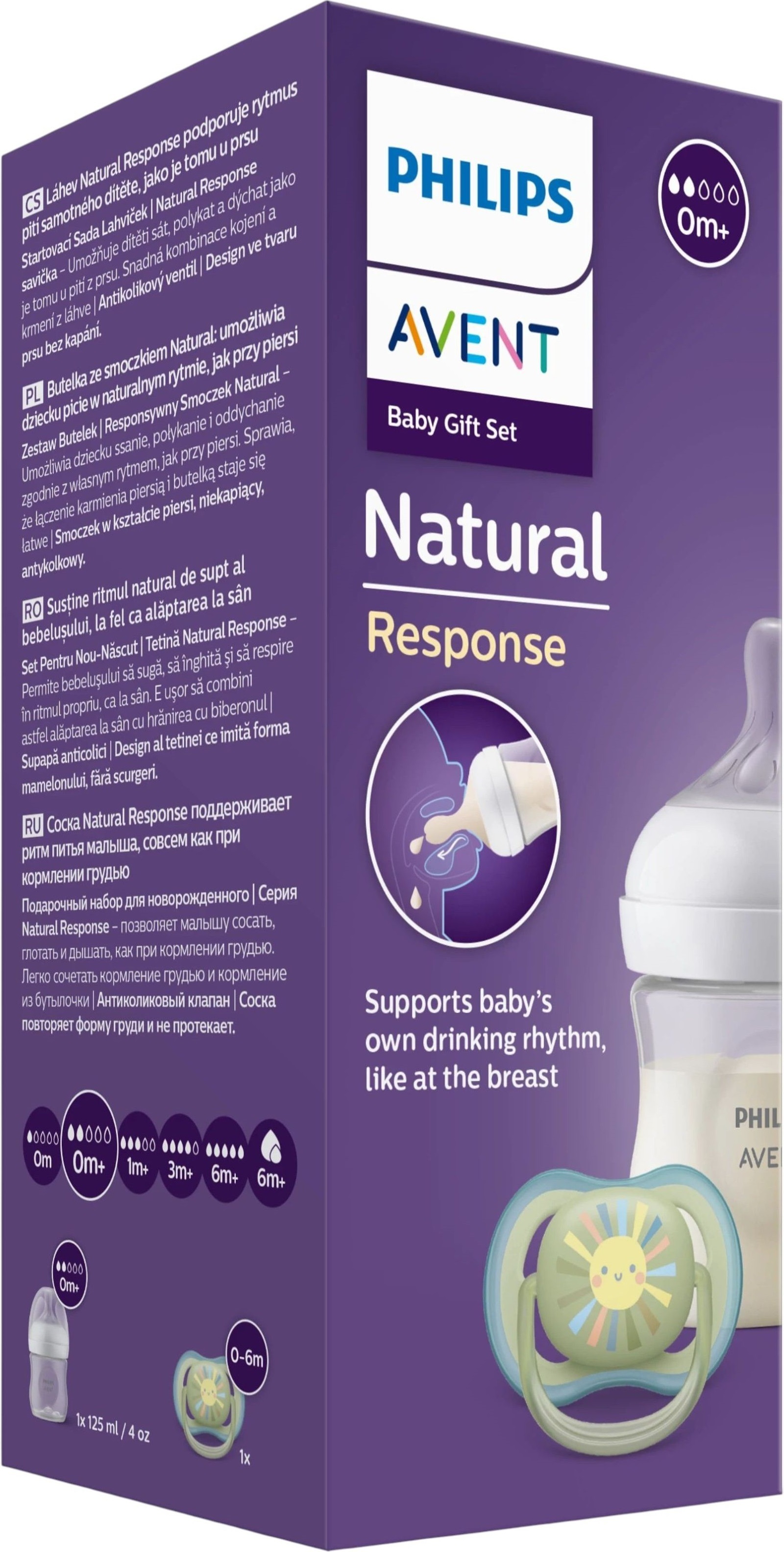 Набір пляшечка для годування Philips Avent Natural Природний Потік, 125 мл, + Пустушка Ulta Air 0-6 міс, (SCD837/10)фото
