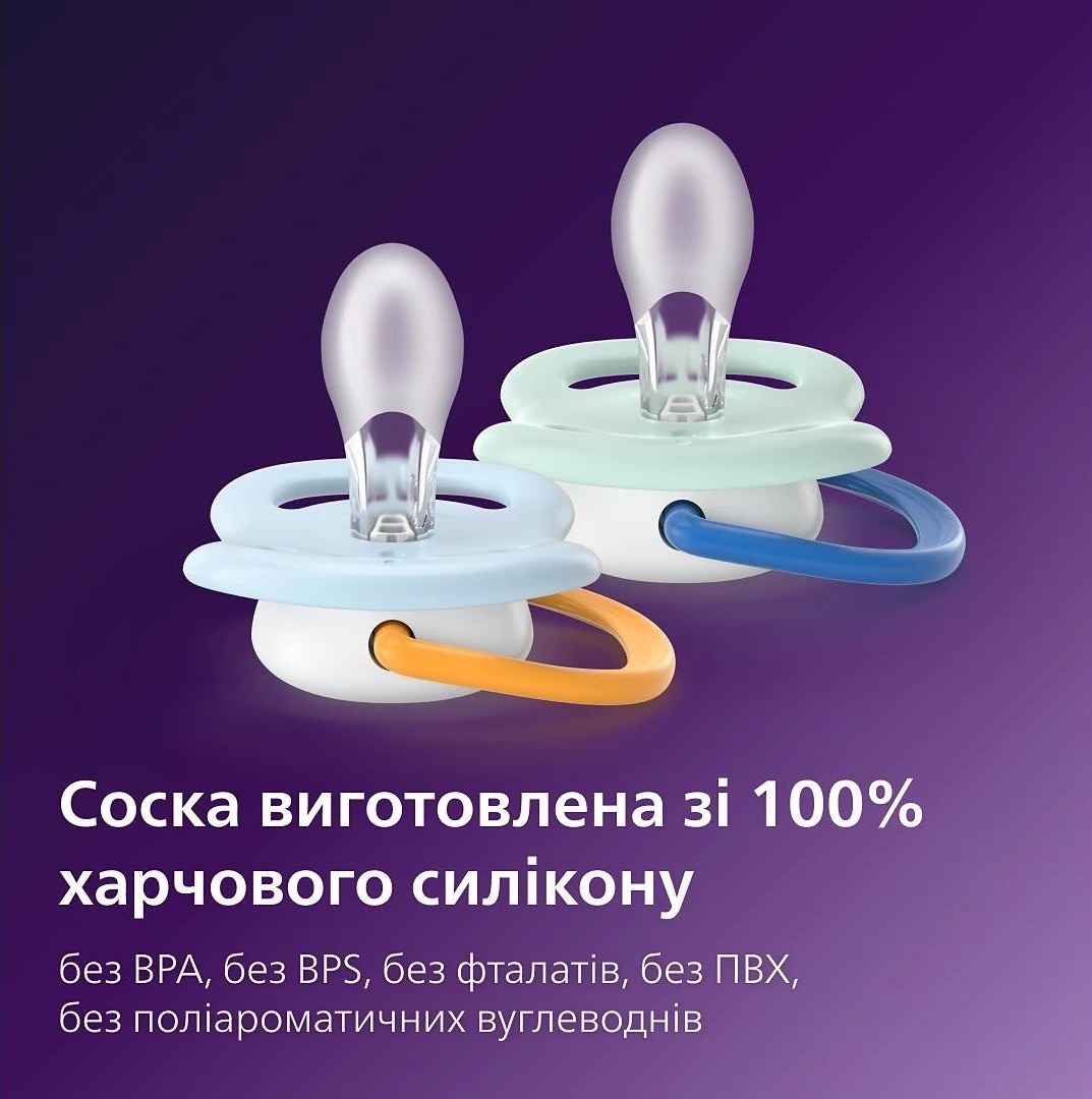 Пустушка Philips Avent Ultra Air, 0-6 міс., 2 шт., для хлопчиків (SCF080/23)фото