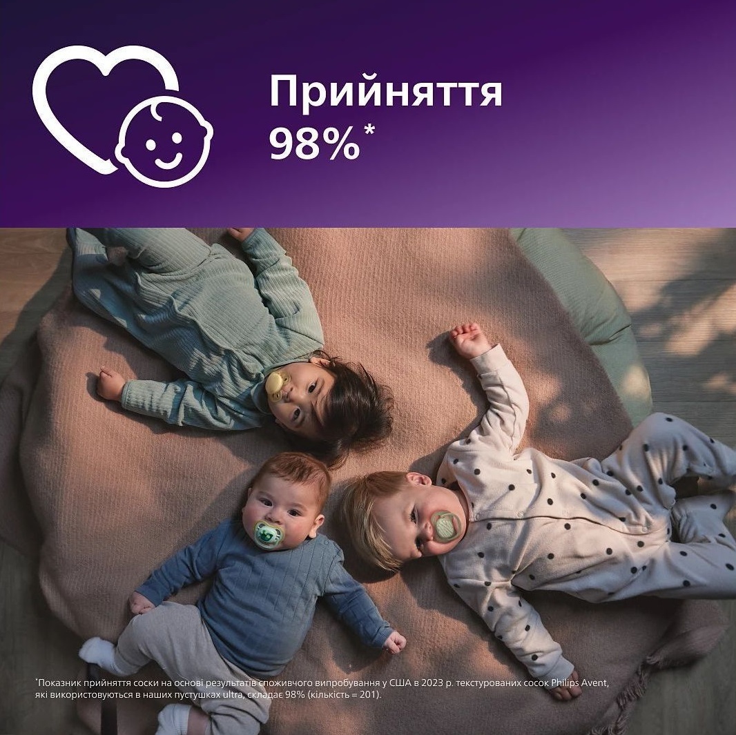 Пустышка Philips Avent Ultra Soft, 0-6 мес. унисекс, 2 шт. (SCF091/41) фото 